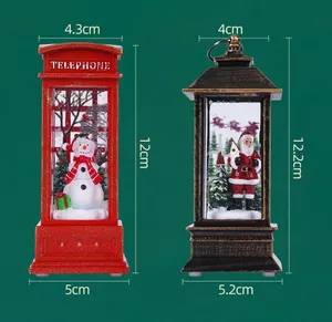 Decorative Christmas LED lanterns with Santa and Snowman, detailed size specifications