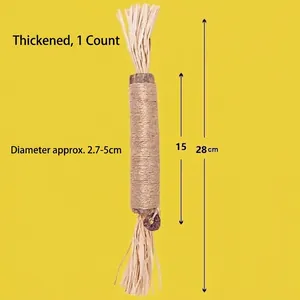 Large silvervine cat chew toy with raffia and gall fruit details, 28cm length