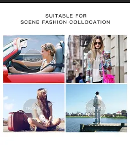 Lifestyle collage showing retro sunglasses for driving, traveling, and angling.