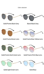 Variety of octagonal metal sunglasses in multiple lens and frame color options