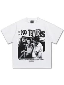 Heavyweight white cotton T-shirt with vintage American style black and white portrait print