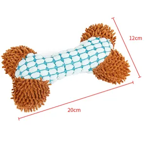 Quietschendes plüschiges Hundespielzeug in Knochenform, Maße 20x12cm für Kauer