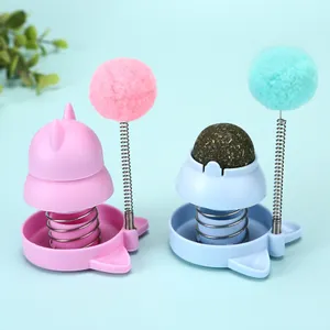 Διαδραστικό παιχνίδι με μπάλα catnip, ελατήρια pom-pom και σχέδιο κεφαλής γάτας