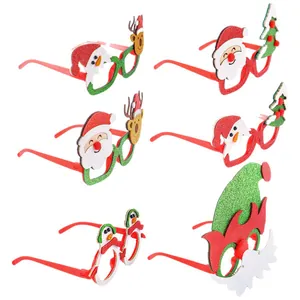 Juego de 6 monturas de gafas navideñas con purpurina variadas para decoración de fiestas