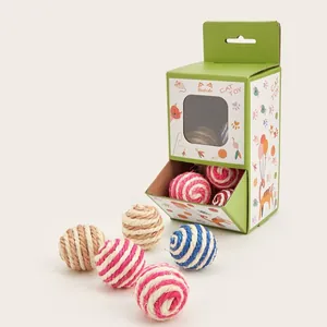Set regalo giocattoli gatto con palline in corda di sisal colorate e scatola