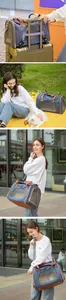 Foldable breathable pet carrier bag for cats with shoulder strap and luggage handle