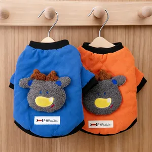 Pet Dog Cat Winter Warm Quilted Fleece Lined Vest Cartoon Deer Pattern Small Puppy Kitten Padded Jacket Coat For Cold Weather
