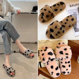 Premium gemütliche Plüsch-Hausschuhe mit Leopardenmuster für Damen, weiche Sohle