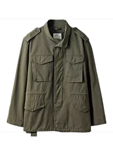 Men's Vintage Heavyweight Utility Jacket Cotton Canvas Multi-Pocket M65 Style Loose Casual Long Sleeve Top