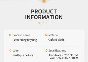 Detail view of Oxford cloth pet feeding hay bag product specifications and size info