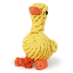 Handgewebtes Enten-Baumwollseil-Spielzeug für Hunde zur Zahnpflege und zum Kauen.