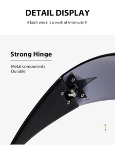Detailed close-up of the durable metal hinge on fashion star-shaped one-piece sunglasses