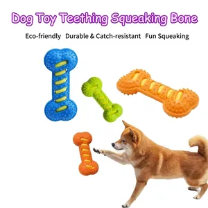 Detaillierte Ansicht langlebiger quietschender Knochenspielzeuge für Hunde zum Kauen