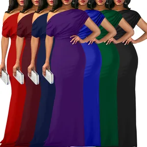 Robes de soirée élégantes à épaules dénudées déclinées en sept couleurs unies vives