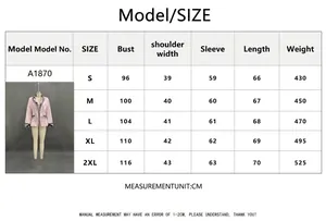 Detailed size chart for women's bohemian style contrast striped blazer suit jacket