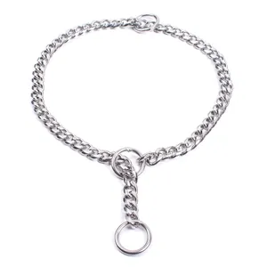 Durable stainless steel P-chain training dog collar with seamless welded rings