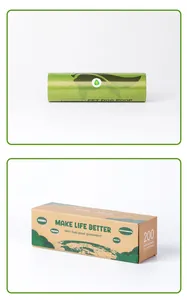 Detalle del rollo de bolsas biodegradables para excrementos y caja dispensadora de 200.