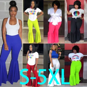 Variedad de pantalones acampanados con volantes en varios colores, tallas grandes S-5XL mujer