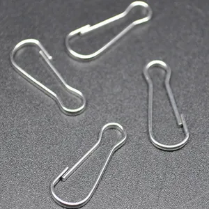 Close-up view of four durable stainless steel parrot clips for bird anklets and chains