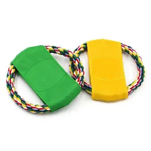 Detailed view of durable canvas dog frisbees with reinforced rope edges