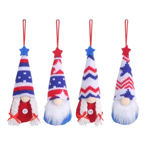 Set of 4 patriotic gnome ornaments with stars and stripes for Independence Day
