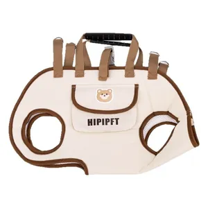 Portable breathable pet carrier harness for cats and dogs in cream color