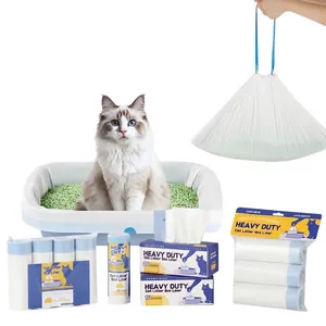 Heavy Duty Drawstring Cat Litter Box Liners Thickened Disposable Large Capacity Trash Bags For Cat Litter Trays Pet Cleaning