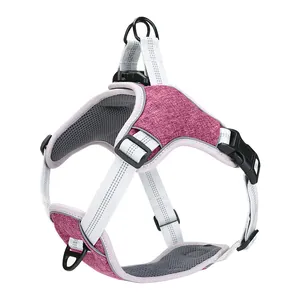 Adjustable reflective H-shaped oxford cloth dog harness with breathable mesh lining detail