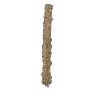 Natural prickly ash wood bird perch with rough bark for claw grinding and cage mounting