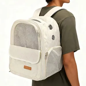 Mochila Portadora de Mascotas Transpirable Gran Capacidad Plegable Cápsula Espacial Mochila Gato Portátil Algodón Bordado Bolsa Viaje Perro