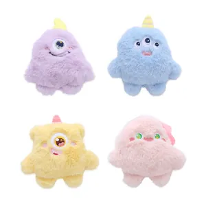 Cute colorful plush monster cat toys with big eyes and catnip for active indoor play