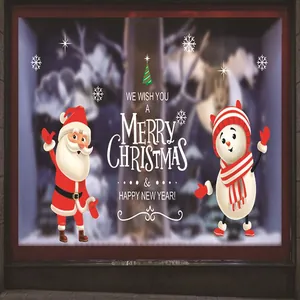 Pegatinas estáticas de Navidad para ventanas con diseños de Papá Noel y un muñeco de nieve.