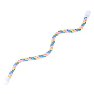 Macaron-colored twisted cotton rope toy for parrot climbing and bird perching