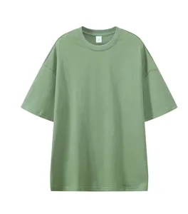 Premium 330G heavy weight oversized sage green t-shirt with a loose drop shoulder fit