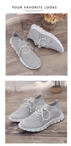 Atmungsaktive Damen-Sneaker aus grauem Fly-Knit Mesh mit dicker weißer Sohle