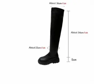 Guía de medidas detallada para botas por encima de la rodilla negras con caña de 54cm y tacón 5cm