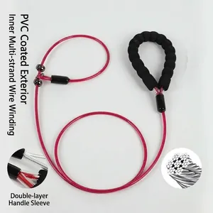 Detail view of anti-bite steel wire dog P-leash with foam handle and multi-strand core