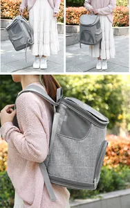 Sac à dos pour animaux en tissu oxford gris avec filet respirant pour l'extérieur