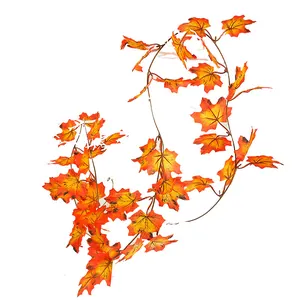 Guirnalda de hojas de arce artificiales para decoración de puertas de Acción de Gracias y Halloween