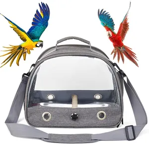 Professional portable bird carrier bag with transparent PVC window and internal perch
