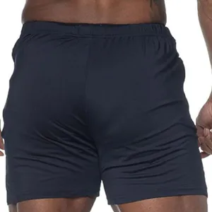 Vista posterior detallada de pantalones cortos deportivos azules para hombre fitness