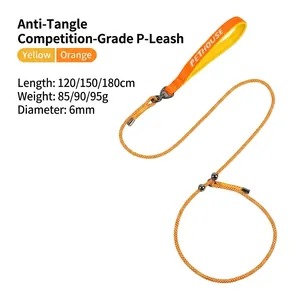 Durable P-chain dog training leash with padded handle, 6mm thickness, anti-pull nylon rope