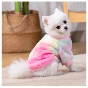 Maglione in pile color arcobaleno tie-dye per cani di piccola taglia come i Volpini