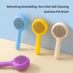 Professional self-cleaning slicker brush for cats and dogs with hair removal button