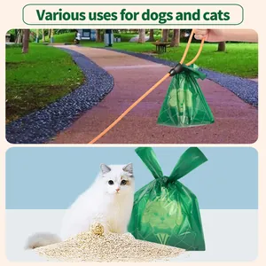 Versátiles bolsas verdes para excrementos de perro en exterior y arena de gato