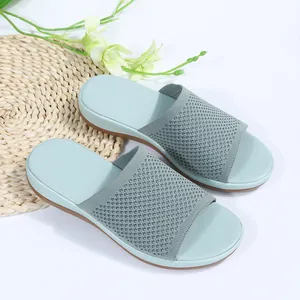 Mules en maille vert menthe pour femmes avec semelle légère en polyuréthane pour la plage