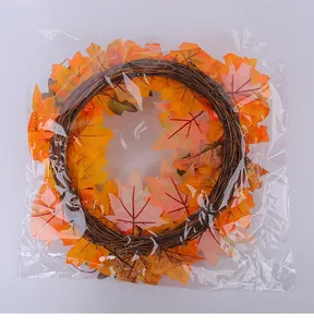 Handcrafted autumn maple leaf vine wreath for Halloween door and window home decoration