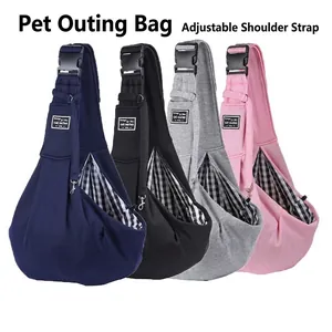 Portable and breathable pet sling carrier with adjustable strap for small dogs and cats