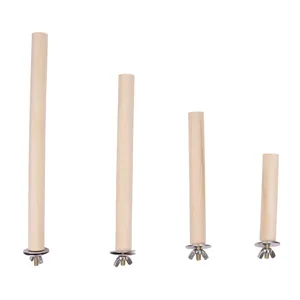 Set of four natural wood bird perches in varying lengths for parrot cages and stands