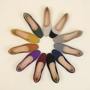 Ballerine in maglia traspirante a punta quadrata da donna in vari colori vivaci